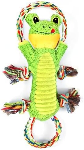 Plush Dog Toy with Crinkle Paper and Ropes - Small Interactive Puppy Toys for Medium to Large Dogs