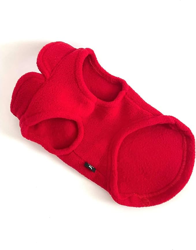 JACKO & CO - Fleece Vest Dog Sweater with Leash Ring - Soft, Warm & Lightweight Pullover Coat for Small & Medium Dogs, Puppies & Cats - Cozy Fall/Winter/Spring Pet Jacket (Red, Large 10-16lbs)