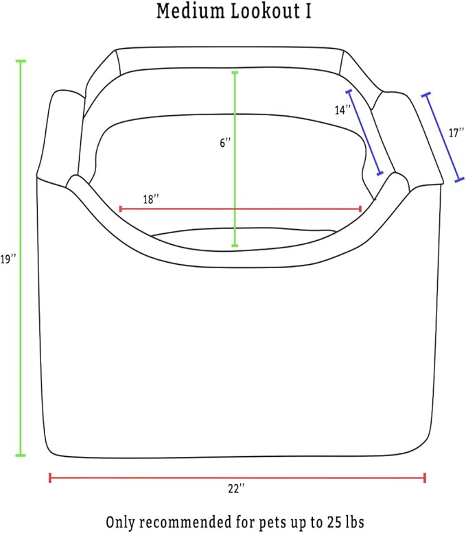 Snoozer Dog Car Seat, Lookout I Dog Booster Car Seat for Small Dogs Under 25lbs, Size: Medium, Fabric: Palmer Indigo, Pet Car Seat to Alleviate Car Sickness for Dogs, Removable Machine Washable Cover