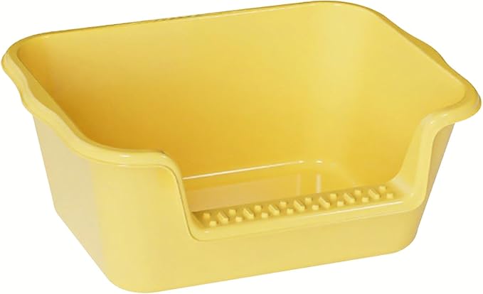 Small Cat Litter Box with High Sides,Cat Litter Pan Tray,High Wall Kitty Litter Box with Anti-Leakage Top Low Entry for Indoor Senior Cats & Multi Cats,Non-Sticky,Easy to Clean (Yellow)
