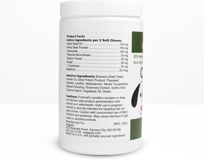 waggedy Calm Max — Calming Chews for Dogs for Balanced Behaviour & Anxiety Relief — Calming Dog Treats for Travel, Fireworks & Separation — Dog Supplements & Vitamins (60 Chews)