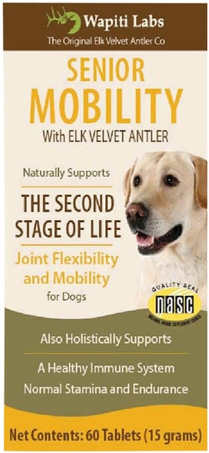 60 Count Senior Dog Mobility with Elk Velvet Antler Tablets