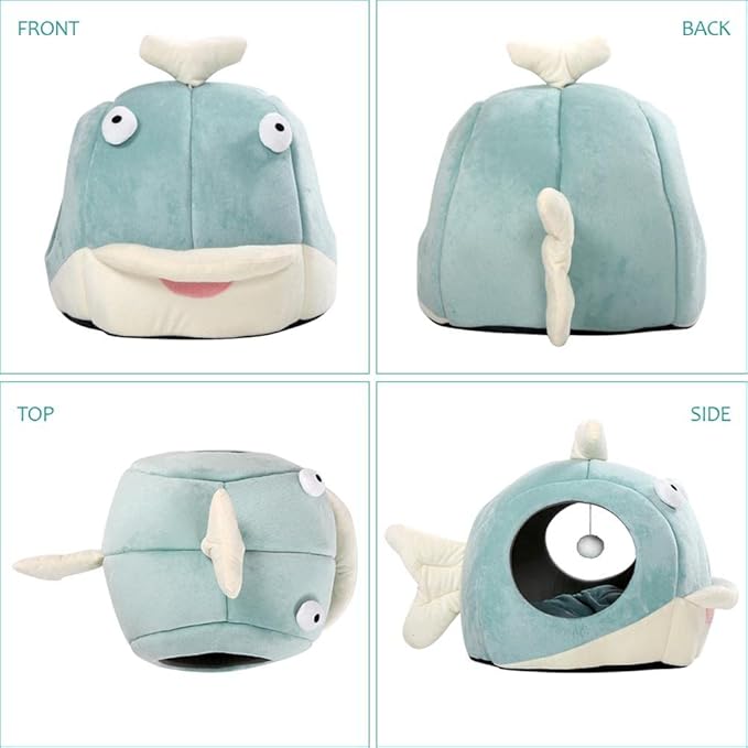 Lcybem Cat Beds for Indoor Cats - Cat Bed Cave with Removable Washable Cushioned Pillow, Soft Plush Premium Cotton No Deformation Pet Bed, Roomy Dolphin cat House Design, Multiple Sizes