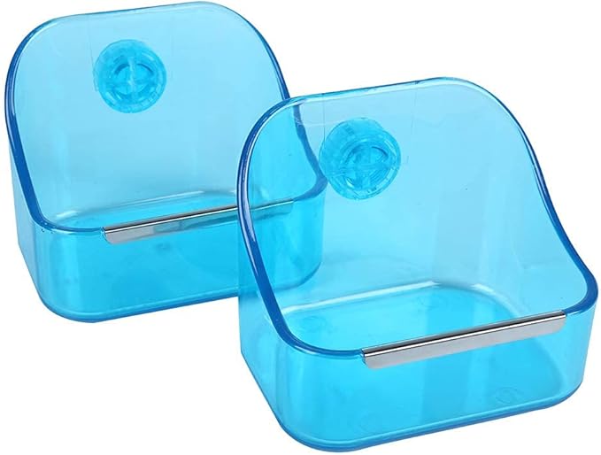(2 Pack) 5" x 3-3/4" x 4" CalPalmy Food and Water Bowl for Rabbit, Chinchilla, Guinea Pig - The Best Tip-Proof, Clip-On Food Dishes for Rabbits and Small Pets