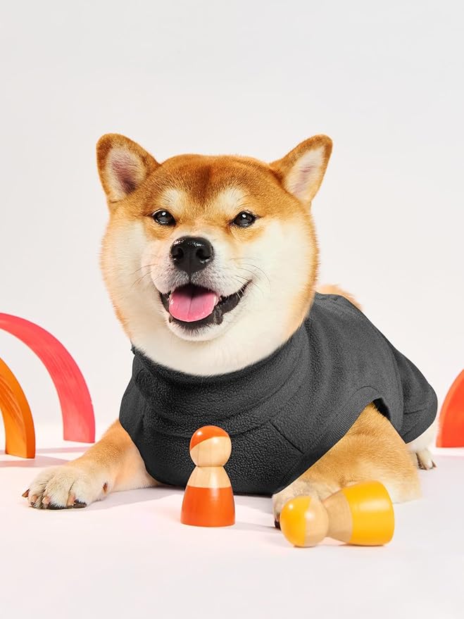 Haloumoning Fleece Dog Sweater Turtleneck Pullover Sweatshirt Pet Winter Warm Clothes