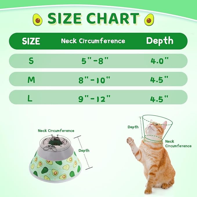 Cat Cone Collar Soft to Stop Licking, Adjustable, Foldable Lightweight Kitten Cones After Surgery Recovery for Cats & Kittens, Cat Cone Alternative (Light Green, M)