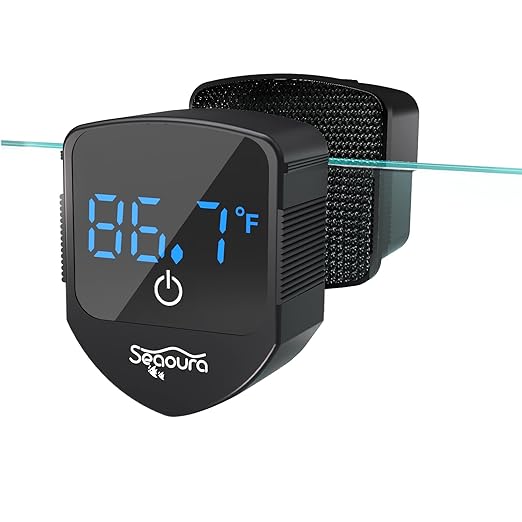 SEAOURA 2-in-1 Aquarium Magnetic Cleaner with Digital Aquariums Thermometer, Fish Mini Magnets Brush only for Glass Tank,Tiny Magnet Floating Cleaning Tool for 1-30 Gallons