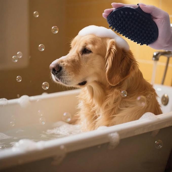 Dog brush Dog Grooming Kit 3PS: self-cleaning slicker brush dog Deshedding Tool&TPR Dog Bath Brush for dogs cats horse Home Travel (green)