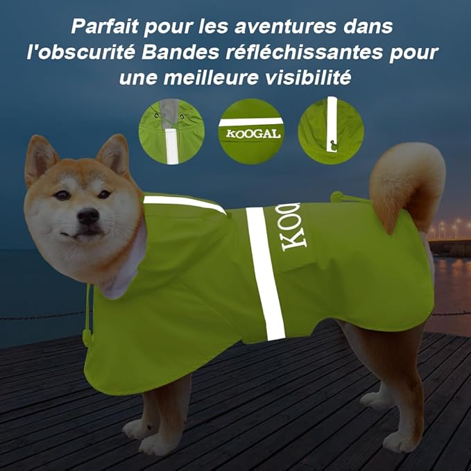 Dog Raincoat Apparel Poncho Waterproof Dog Clothes,Pet Jacket Dog Raincoats,Dog Raincoats for Small to Medium Sized Dogs(Fluor-Yellow,3XL)