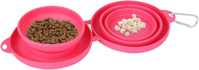 Dog Feeding Bowl,Silicone Dishwasher Safe Foldable Containers,Dog Food and Water Bowl Set | for Small Medium Pet Car Hiking Camping Indoor Outdoor