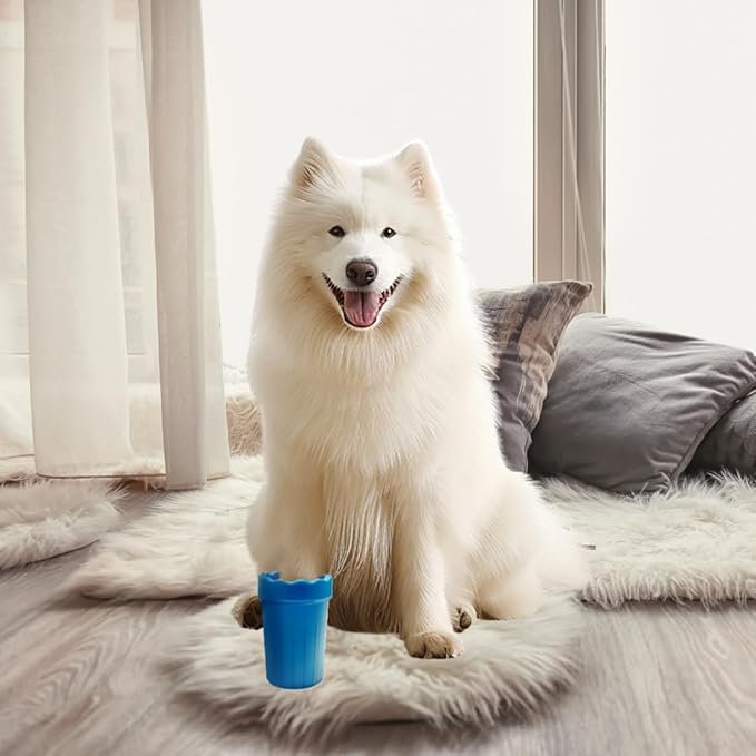 Portable Dog Paw Cleaner - Premium Quality, Eco-Friendly Silicone, Blue, Medium + Large Size for Pet Supplies and Accessories (Blue)