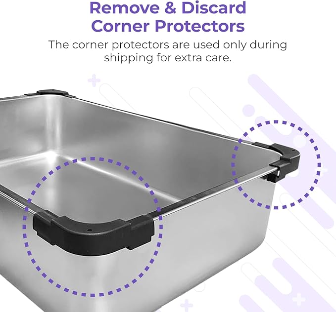 iPrimio Ultimate Stainless Steel XL Cat Litter Box - XL Litter Box for Big Cats - Large Cat Litter Box - Never Absorbs Odor, Stains, or Rusts - Easy Cleaning Litterbox Designed by Cat Owners (1 Pan)
