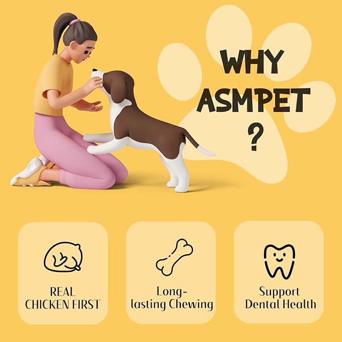 ASMPET Dog Treats Chews, Chicken Wrapped Rawhide Sticks (20 pcs 10.6 oz)