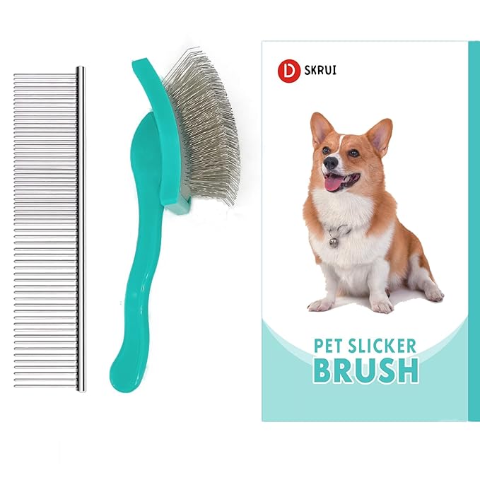 Extra Long Pin Dog Grooming Brush Haired Dogs- Pet Comb Value Kit,Dog Brushes for Goldendoodle, Labradoodle, Poodles - Pet Hair Brush for Medium- Long Haired Dogs-31mm