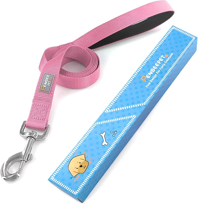 Basic Dog Leashes 6 FT Padded Handle Nylon Dogs Leashes for Medium Dogs Pink