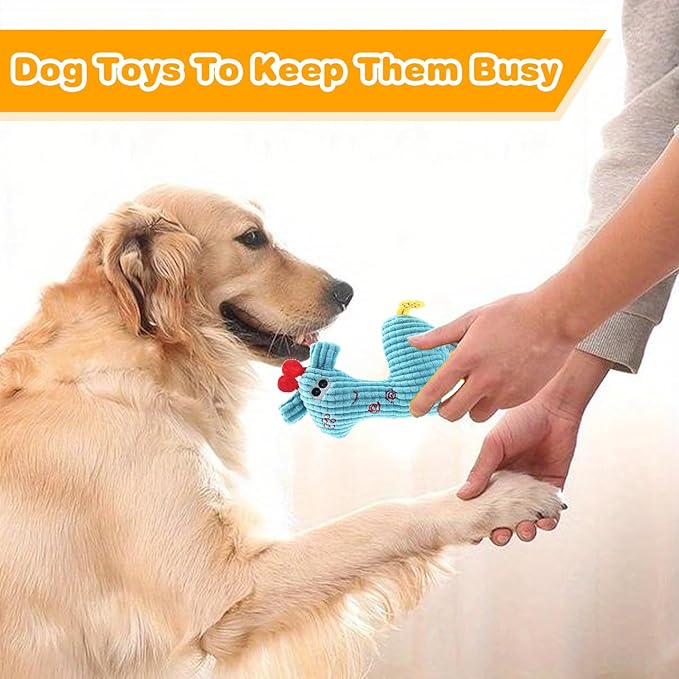 5 Pack Plush Dog Toys with Rope, Squeaky Dog Toys, Tug of War Dog Interactive Toy, Durable Dog Chew Toys for Large Dogs & Puppies