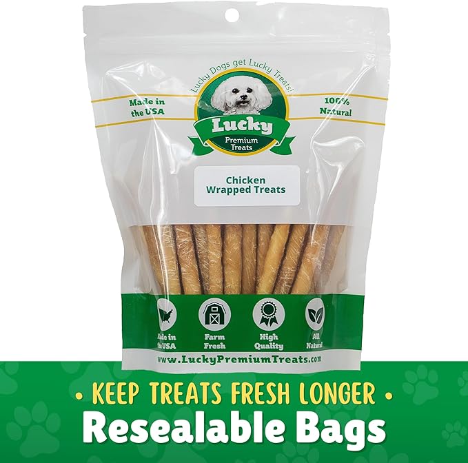 Chicken Wrapped Rawhide Dog Treats – 80ct. Rawhide Chew Sticks – Long Lasting Chews for Small Dogs Made in The USA with Natural Chicken and Beef Hide
