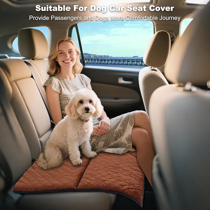 Car Backseat Dog Mat, Comfortable Non-Slip Cushion Suitable for Travel Dog Bed and Pet Home Sofa Blanket, Custom Mat for Car Backseat Extender and Seat Cover (Brown 51.2x23.6in)