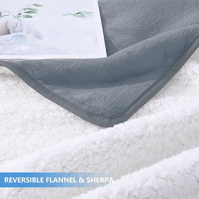 Smiry Waterproof Dog Bed Blanket, Leakproof Pet Throw Blanket for Bed Couch Sofa, Reversible Sherpa Fleece Furniture Protector Cover for Small Medium Large Dogs Cats (Grey, 32x40 inches)