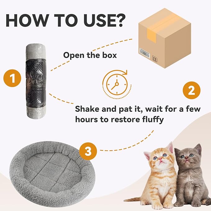 PETLESO Cat Bed Mat with Surrounding Pillow, 22" x 16" Plush Cushion for Small to Meidum Dogs & Cats Sleeping, Indoor Pet Beds Furniture Carrier Crate Anti Skid Pad, Washable, Medium