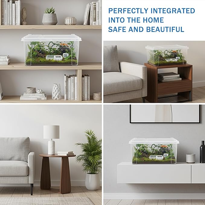 10 Pcs Jumping Spider Enclosure Kit, Acrylic Reptile Breeding Box Cage, Digital Thermometer Hygrometer Temperature, Coco Coir Mats Hides, Water Food Feeder Bowl Dish Indoor Habitat | by Cotkkstt