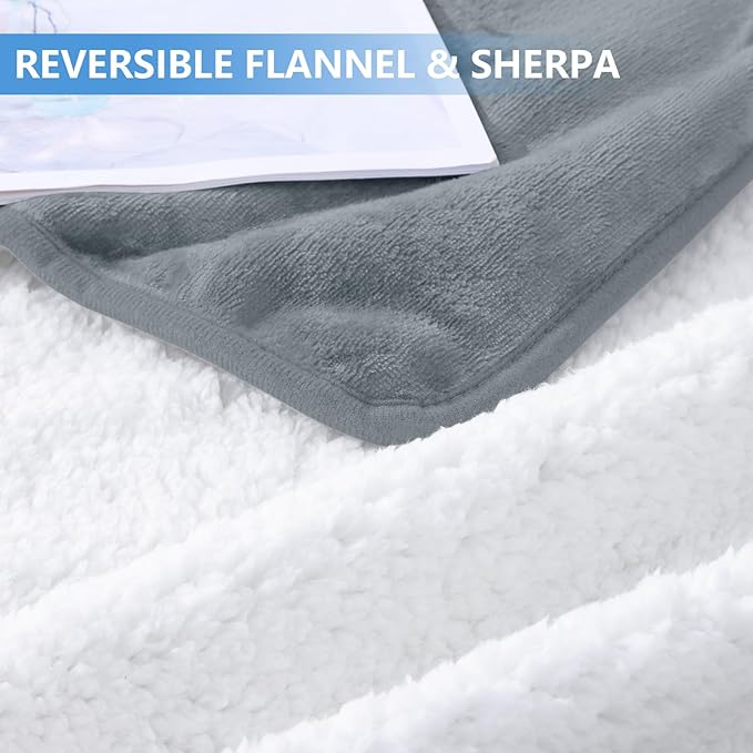 Smiry Waterproof Dog Bed Blanket, Leakproof Pet Throw Blanket for Bed Couch Sofa, Reversible Sherpa Fleece Furniture Protector Cover for Small Medium Large Dogs Cats (Grey, 50x60 inches)