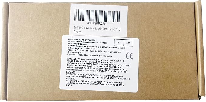 10 Packs, 1.4x8mm ISENVO Pet Microchips 134.2khz Registration Animal Implant Chip FDX-B Pet ID Microchip for Pets Dog Cat Cow Pig Rabbit Pigeon Fish