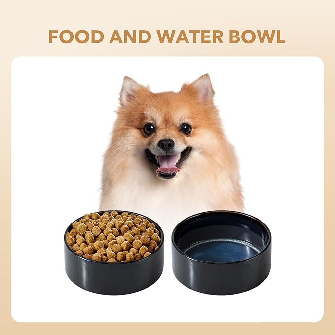 Ceramic 6.1inch Dog Bowl for Small Breed Dogs, Anti-Slip and Weighted Pet Food and Water Dishes (Single Bowl, Starry Sky)