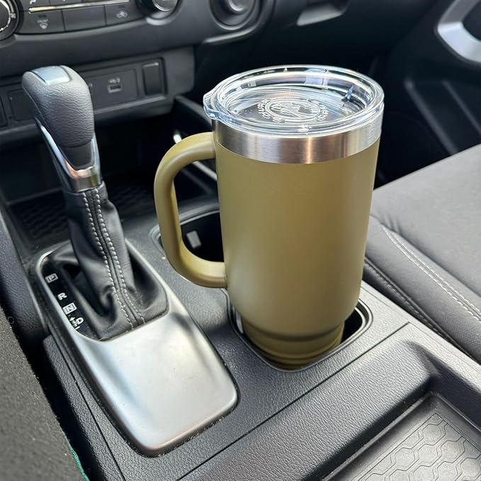 LaserGram 40oz Vacuum Insulated Travel Mug with Handle, Chihuahua Dog, Personalized Engraving Included (Yellow)