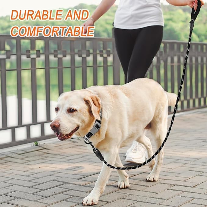 BARKBAY Dog Leashes for Large Dogs Heavy Duty Dog Leash 2 Pack 5 FT with Comfortable Padded Handle Highly Reflective Threads for Medium Large Dogs Walking Training Running (5FT-1/2,Black+Black)