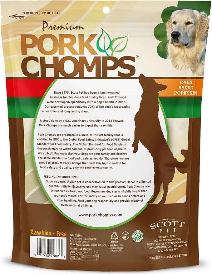 Pork Chomps Baked Pork Skin Dog Chews, 6-inch Twists, Assorted Flavors, 24 Count