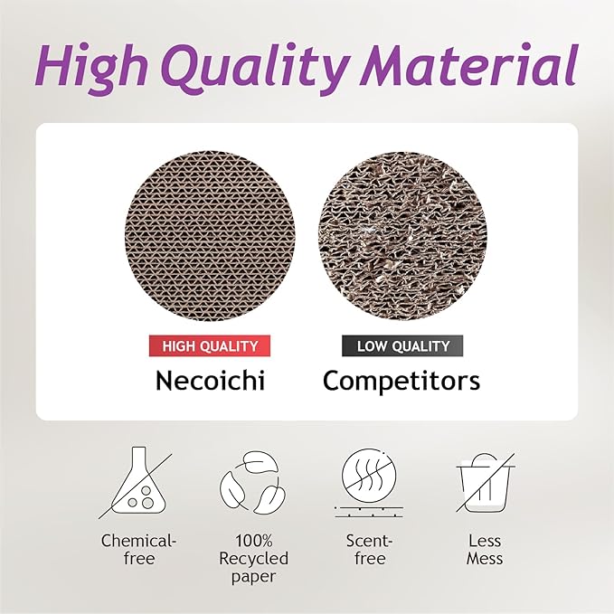 Necoichi Cat Scratcher Tower for Indoor Cats - Cat Scratching Post Lounger with Reversible Usability and Extra Comfort for Lounge, Cardboard Bed Couch / (XL, Dark Cherry)