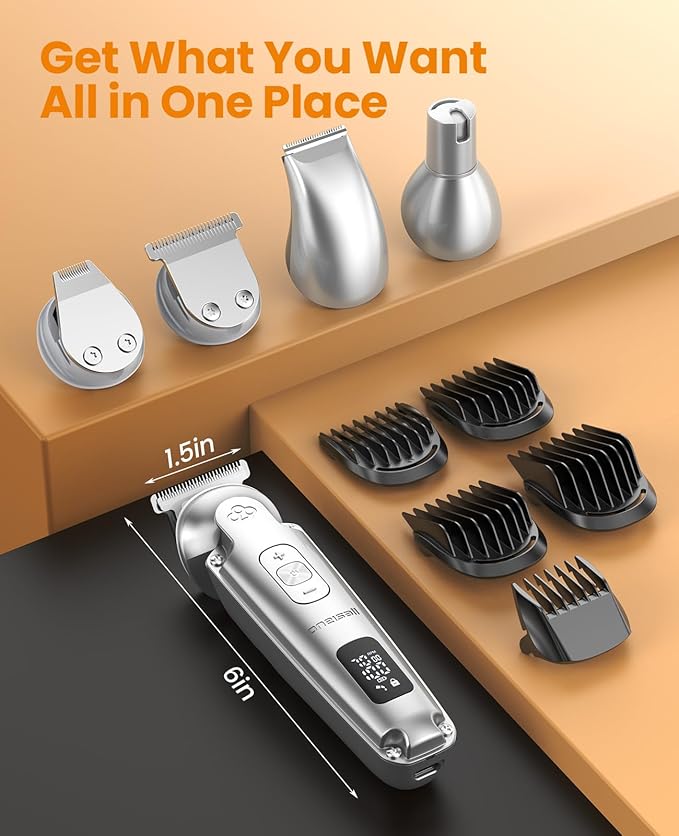 oneisall Small Dog Clippers and Paw Trimmer with Low Noise, 4 - in - 1 Cordless Dog Grooming Kit with 3 - Level Speed Clippers (7000 RPM) for Grooming Thick Hair, Waterproof Shaver for Dogs and Cats