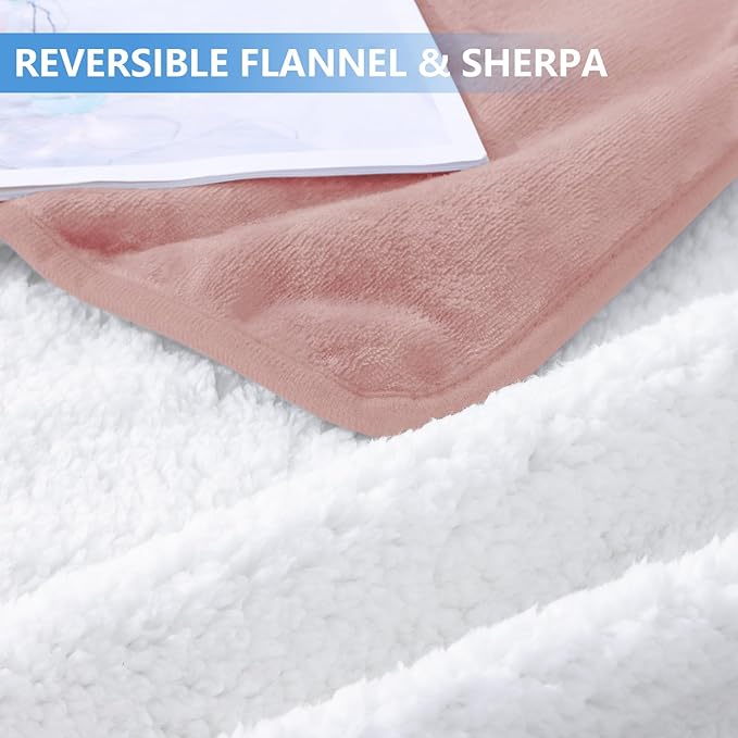 Smiry Waterproof Dog Bed Blanket, Leakproof Pet Throw Blanket for Bed Couch Sofa, Reversible Sherpa Fleece Furniture Protector Cover for Small Medium Large Dogs Cats (Dusty Pink, 40x57 inches)