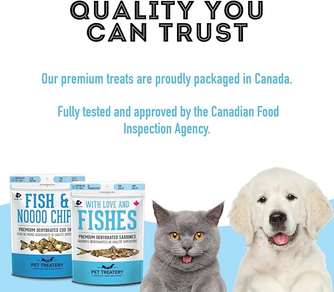 The Granville Island Pet Treatery Cod Skin & Sardines for Dogs & Sardines for Cats (4.59 oz, Pack of 2) - Single Ingredient Dog Treats - Natural Dog Treats, Grain Free