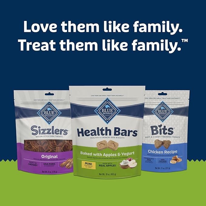 Blue Buffalo Health Bars Mini Crunchy Dog Biscuits, Oven-Baked with Natural Ingredients, Apples & Yogurt, 32-oz Bag