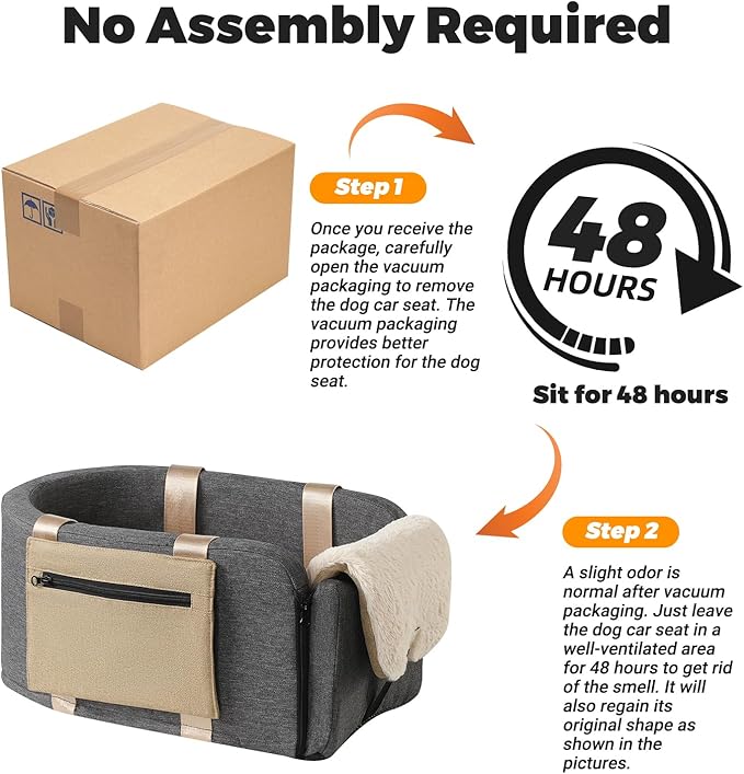 Console Dog Car Seat Cat Carrier - Pet Car Booster Seat on Cars' Armrest Travel Bags for Cats Dogs with Easy Carrying Strap Dog Travel Carrier with Safety Tethers