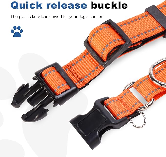 Reflective Martingale Dog Collars. Dog Collar with Quick Release Buckle. Adjustable Soft Padded Breathable Nylon Pet Collar Suitable for Puppies for Small Medium Large Dogs.