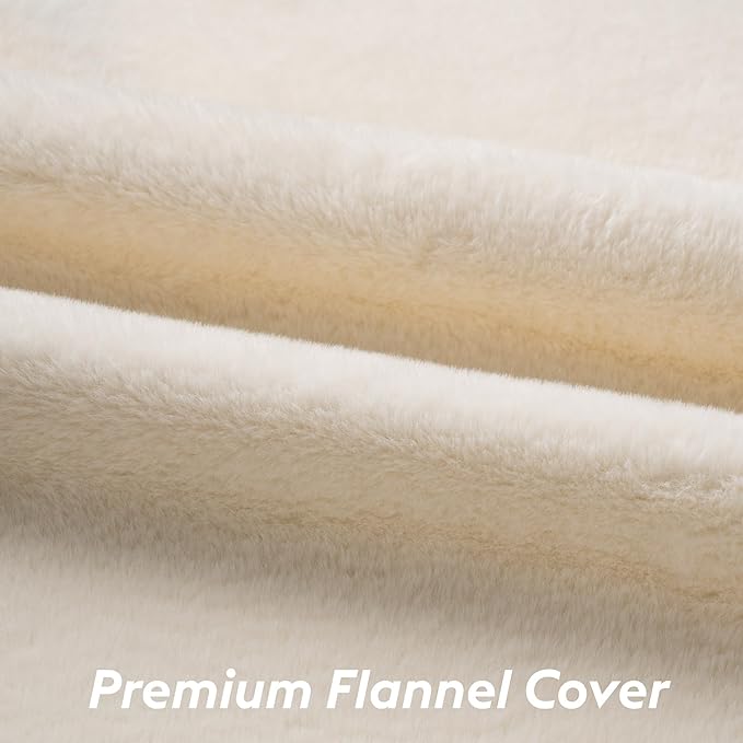 Self Warming Cat Bed, Heating Cat Pad, Extra Soft Flannel Surface, Removable & Washable, Thick Thermal Mat with Non-Slip Bottom (Ivory, 24" X 18")