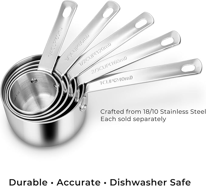 KEAWELL Premium Dog and Cat Food Measuring Cup 18/10 Stainless Steel (1, 1/3 Cup)