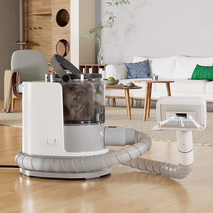 FOTING 5-in-1 Dog Grooming Vacuum, 12000Pa Dog Clippers & Shedding Brush Grooming Cleaning Tools Pet Grooming Vacuum, 2 Suction Levels