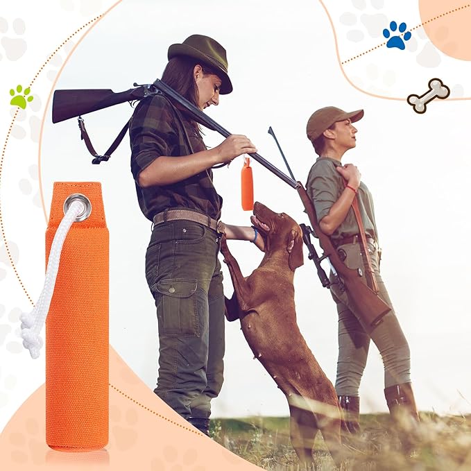 2 Pcs Dog Bumpers Canvas Training Dummy Hunting Dog Training Toys for Easy Throwing (Not Chew Toys)(Orange,7.1 x 1.6 Inches)