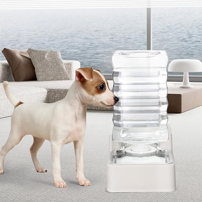 RIZZARI Stainless Steel Pet Water Feeder: 7.5L Automatic Leak-Proof Gravity Dispenser for Senior Dogs with Spine Problems - with Filter - Living Room Bedroom Use