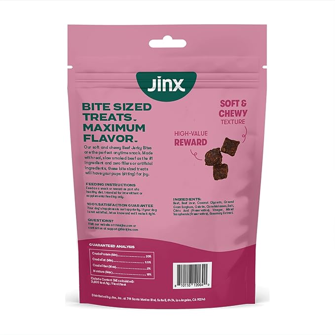 Jinx Beef Bites Jerky Dog Treats - Soft & Chewy, All Natural Dog Jerky Treats with Grass-Fed Beef - Pet Products for All Dogs (Puppies, Adults & Seniors) - 15oz