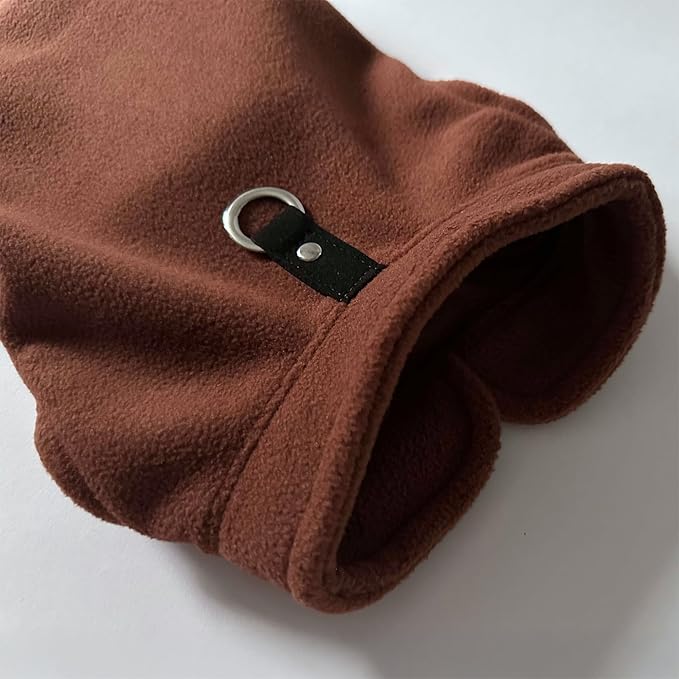 JACKO & CO - Fleece Vest Dog Sweater with Leash Ring - Soft, Warm & Lightweight Pullover Coat for Small & Medium Dogs, Puppies & Cats - Cozy Fall/Winter/Spring Pet Jacket (Chocolate Brown, S (4-6lbs)