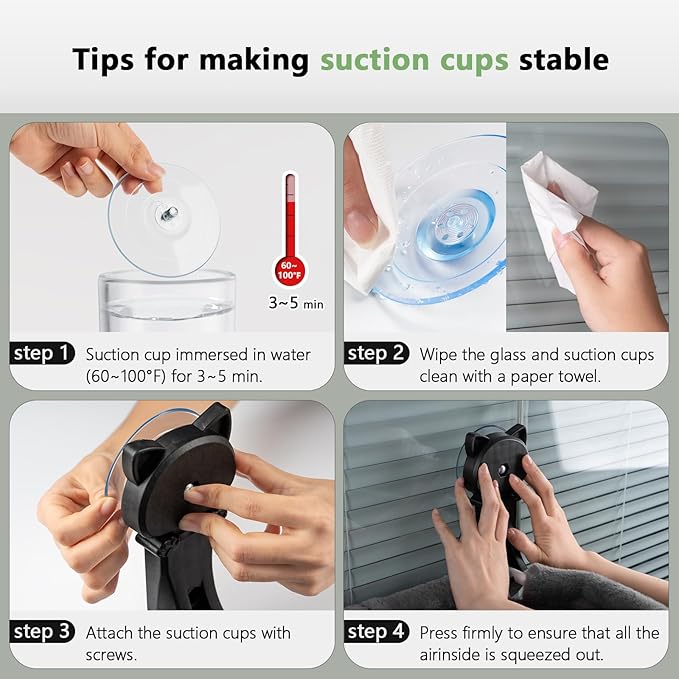 2 Pack Cat Window Perch Cordless, Kitty Hammock with Sunken Design Foldable & Stable Cat Beds- Breathable Window Hammock for Overlooking, Sunbathing and Climbing - Maximum Hold Up to 40lb