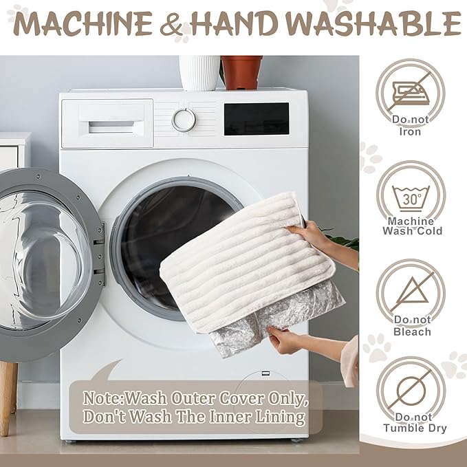 Nuanchu 4 Pack Self Warming Cat Bed Self Heating Dog Cat Pad 24"x18" Dog Crate Mat Extra Warm Thermal Pet Pad for Indoor Outdoor Pets Houses with Removable Washable Cover Non Slip(White)