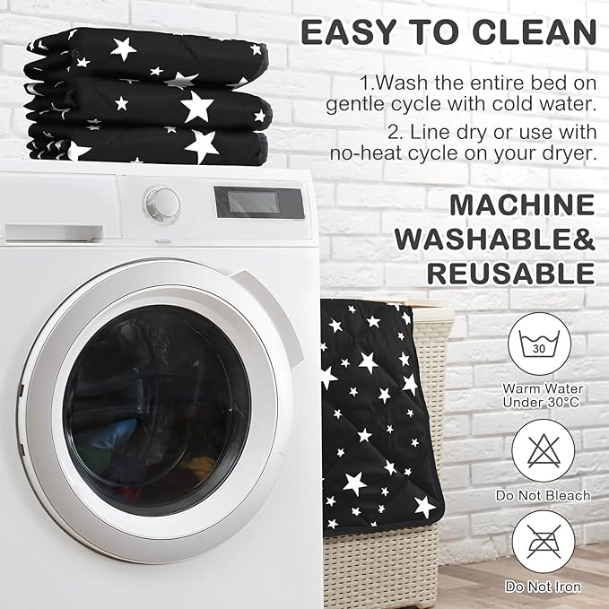 Namalu 4 Pack Self Warming Cat Bed Self Heating Cat Mat Star Pattern Soft Dog Crate Pad Thermal Pet Mat Anti Slip Kennel Dog Washable Warming Bed for Outdoor Indoor (18 x 24 Inch,Black)