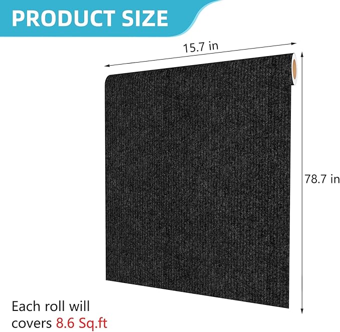 Decotalk Wall Cat Scratcher Adhesive Black Corner Cat Scratching Wall Post Black Indoor Scratchers Post for Cats 15.7"x78.7" Carpet Scratching Pad Corner Scratchers for Indoor Cats Wall Mounted Mat