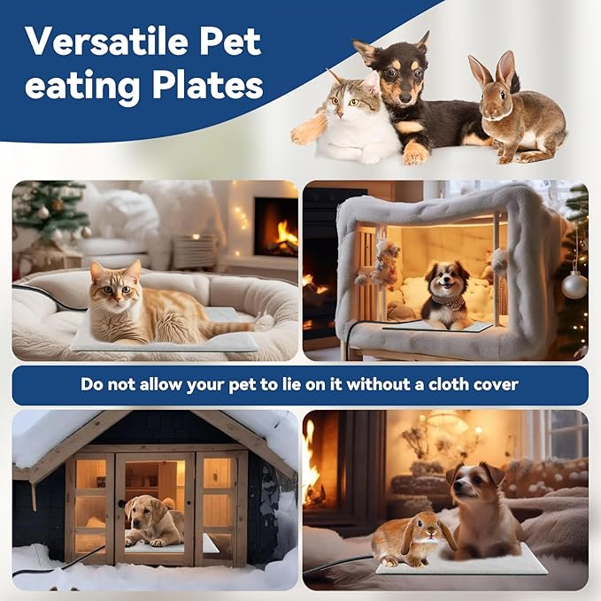 NAMSAN Indoor Outdoor Cat Heating Pad, 11.42 x 15.75 Inches, Pet Heating Mat for Small Dogs Cats Rabbits Chickens, Small Animals Heater, Kennel Warming Sheeting, Timeable, Temperature Adjustable